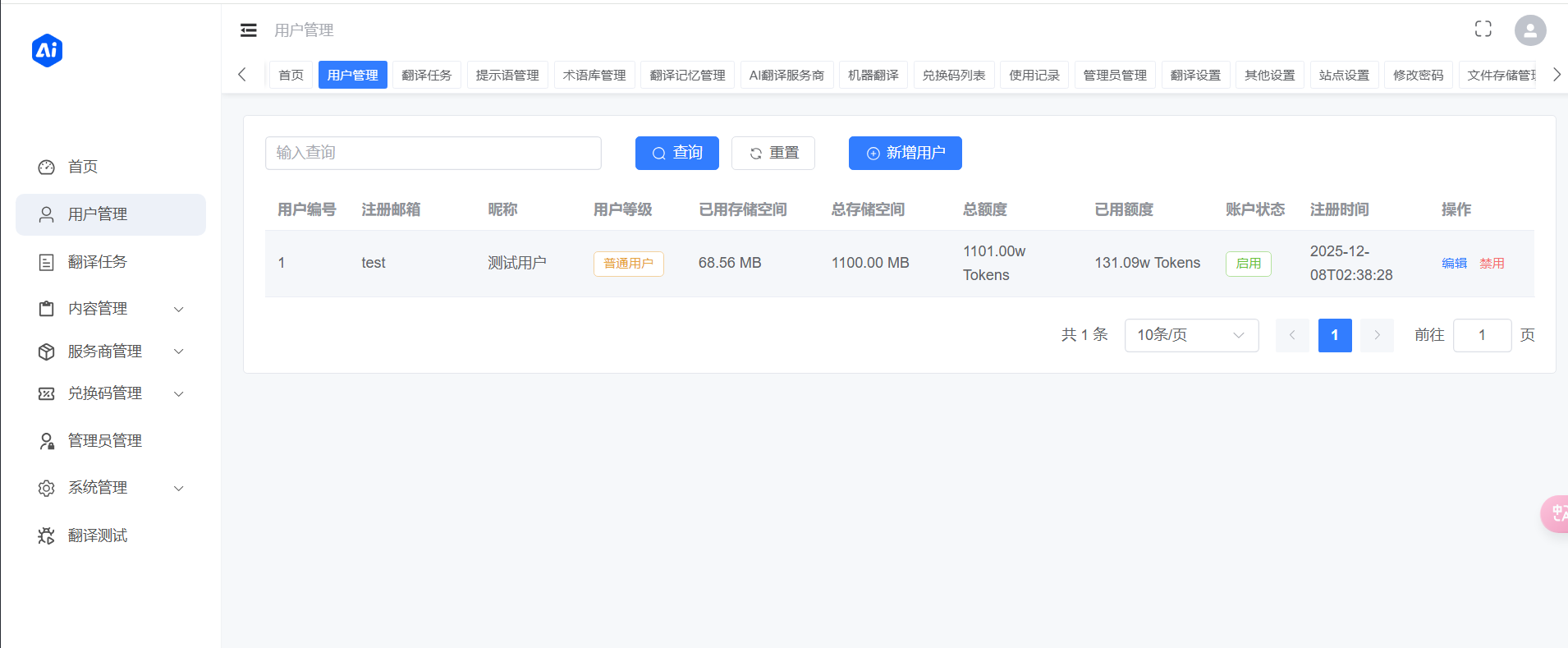 用户与权限管理界面